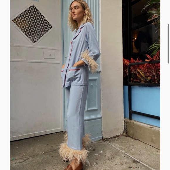 SOLD SLEEPER Party Pajama Set with Feathers in Blue size - S SOLD OUT EVERYWHERE - Picture 15 of 16